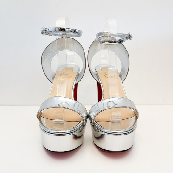CHRISTIAN LOUBOUTIN Arkendisc Alta 130 metallic silver rainbow platform sandals - Picture 3 of 16